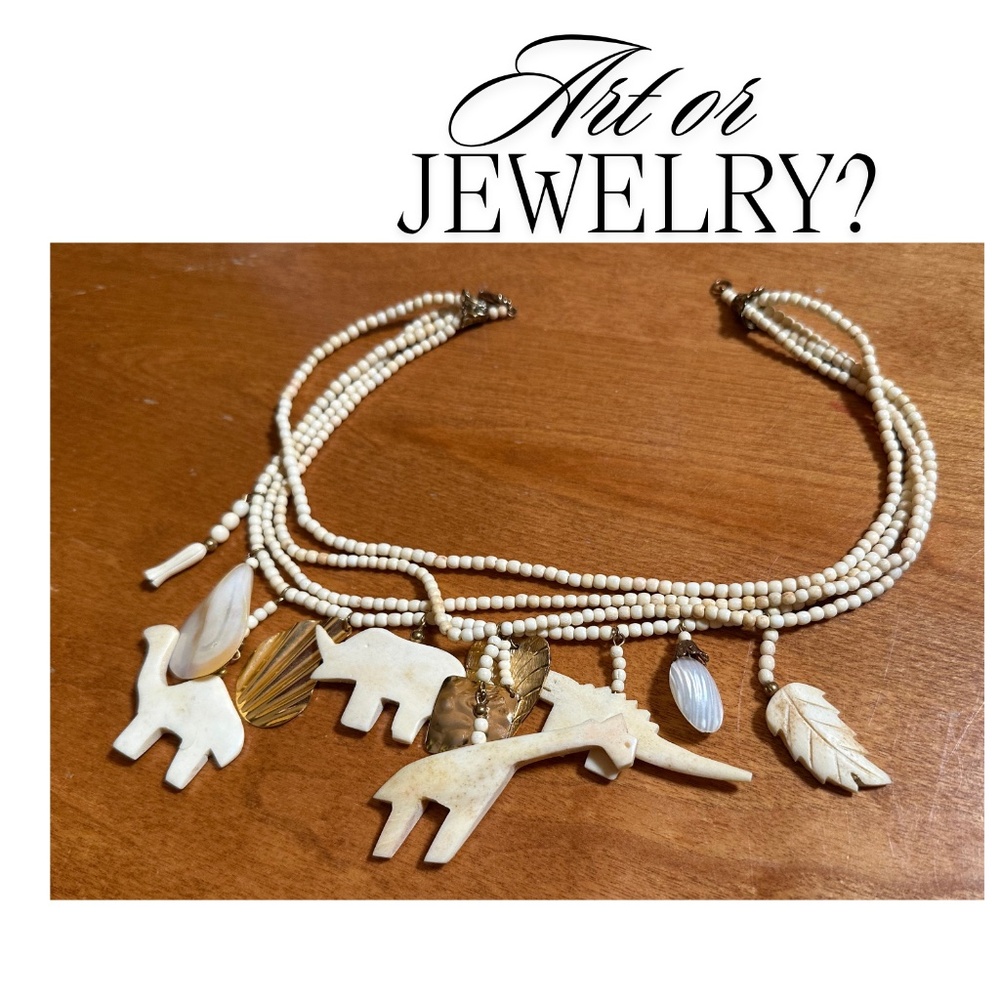 Vintage Statement Safari Necklace - Subtle, Creamy and Fun!